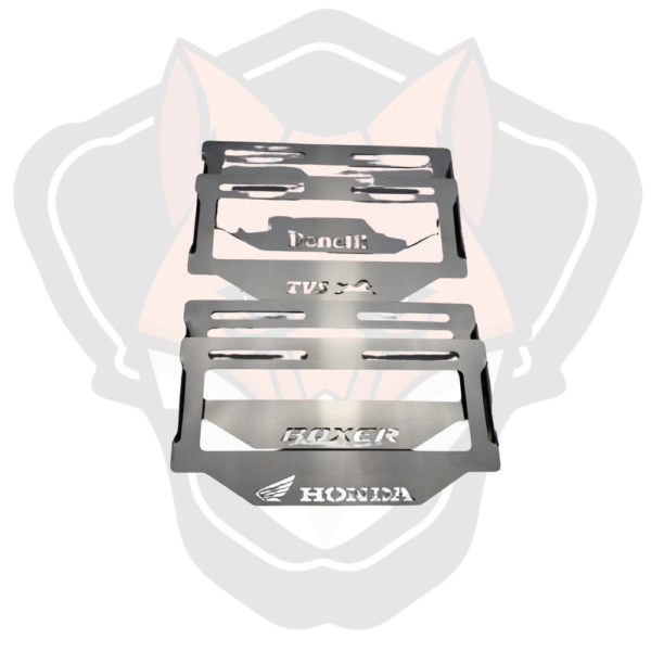 PORTA PLACA EN ACERO / UND